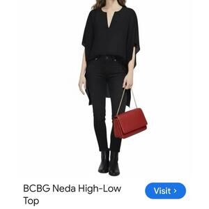 BCBG Maxazria Black Neda High Low Top size XS/S NWT